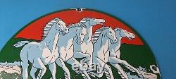 Vintage Johnson Sea-horse Sign Gas Boat Engines Outboards Porcelain Pump Sign