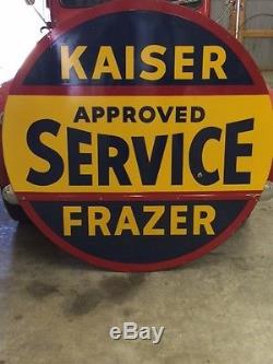 Vintage Kaiser-Frazer Double Sided Porcelain Sign