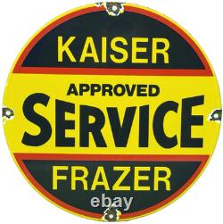Vintage Kaiser Frazer Porcelain Dealership Sign Approved Service Gas Oil Auto