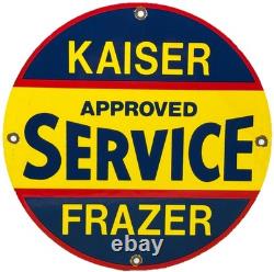 Vintage Kaiser Frazer Porcelain Dealership Sign Approved Service Gas Oil Auto