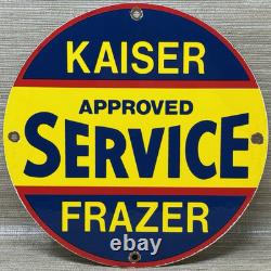 Vintage Kaiser Frazer Porcelain Dealership Sign Approved Service Gas Oil Auto