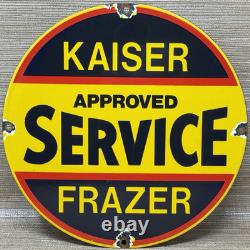 Vintage Kaiser Frazer Porcelain Dealership Sign Approved Service Gas Oil Auto