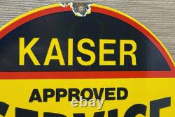 Vintage Kaiser Frazer Porcelain Dealership Sign Approved Service Gas Oil Auto