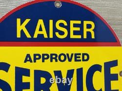 Vintage Kaiser Frazer Porcelain Dealership Sign Approved Service Gas Oil Auto