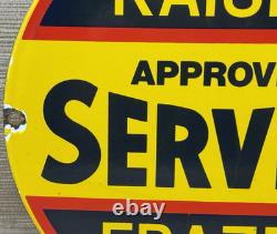 Vintage Kaiser Frazer Porcelain Dealership Sign Approved Service Gas Oil Auto