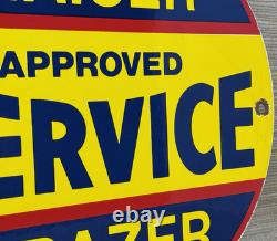 Vintage Kaiser Frazer Porcelain Dealership Sign Approved Service Gas Oil Auto