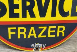 Vintage Kaiser Frazer Porcelain Dealership Sign Approved Service Gas Oil Auto Vintage Kaiser Frazer Porcelain Dealership Sign Approved Service Gas Oil Auto