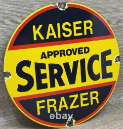 Vintage Kaiser Frazer Porcelain Dealership Sign Approved Service Gas Oil Auto