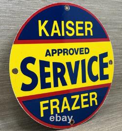 Vintage Kaiser Frazer Porcelain Dealership Sign Approved Service Gas Oil Auto