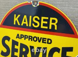 Vintage Kaiser Frazer Porcelain Dealership Sign Approved Service Gas Oil Auto