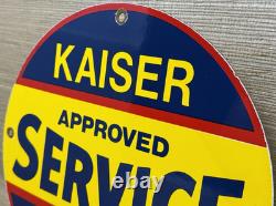 Vintage Kaiser Frazer Porcelain Dealership Sign Approved Service Gas Oil Auto