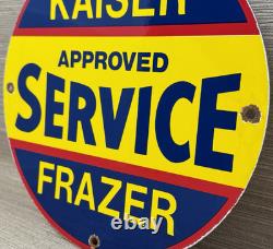Vintage Kaiser Frazer Porcelain Dealership Sign Approved Service Gas Oil Auto