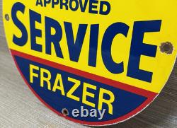 Vintage Kaiser Frazer Porcelain Dealership Sign Approved Service Gas Oil Auto