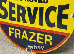 Vintage Kaiser Frazer Porcelain Dealership Sign Approved Service Gas Oil Auto