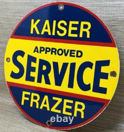 Vintage Kaiser Frazer Porcelain Dealership Sign Approved Service Gas Oil Auto