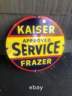 Vintage Kaiser Frazer approved service porcelain sign large