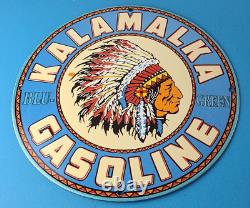 Vintage Kalamalka Gasoline Sign Service Station Gas Pump Porcelain Sign
