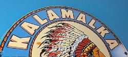 Vintage Kalamalka Gasoline Sign Service Station Gas Pump Porcelain Sign