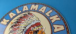 Vintage Kalamalka Gasoline Sign Service Station Gas Pump Porcelain Sign