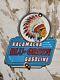 Vintage Kalamalka Porcelain Sign Blu-green Gasoline Service Station Indian Chief