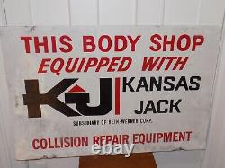Vintage Kansas Jack Collision Repair Equipment Double Sided Sign