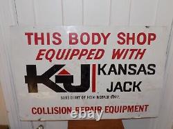 Vintage Kansas Jack Collision Repair Equipment Double Sided Sign