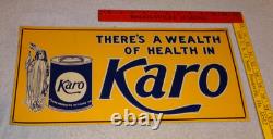 Vintage Karo Corn Products Indian Maiden 17.5 Embossed Metal Gasoline Oil Sign