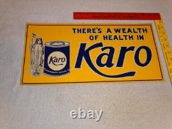 Vintage Karo Corn Products Indian Maiden 17.5 Embossed Metal Gasoline Oil Sign