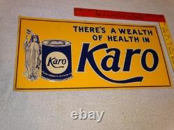 Vintage Karo Corn Products Indian Maiden 17.5 Embossed Metal Gasoline Oil Sign