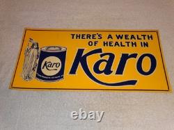 Vintage Karo Corn Products Indian Maiden 17.5 Embossed Metal Gasoline Oil Sign