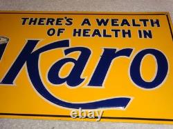 Vintage Karo Corn Products Indian Maiden 17.5 Embossed Metal Gasoline Oil Sign