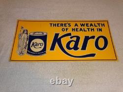 Vintage Karo Corn Products Indian Maiden 17.5 Embossed Metal Gasoline Oil Sign