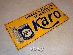Vintage Karo Corn Products Indian Maiden 17.5 Embossed Metal Gasoline Oil Sign