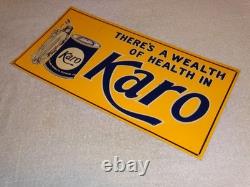 Vintage Karo Corn Products Indian Maiden 17.5 Embossed Metal Gasoline Oil Sign
