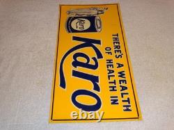 Vintage Karo Corn Products Indian Maiden 17.5 Embossed Metal Gasoline Oil Sign