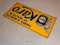 Vintage Karo Corn Products Indian Maiden 17.5 Embossed Metal Gasoline Oil Sign