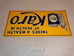 Vintage Karo Corn Products Indian Maiden 17.5 Embossed Metal Gasoline Oil Sign
