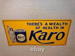 Vintage Karo Corn Products Indian Maiden 17.5 Embossed Metal Gasoline Oil Sign