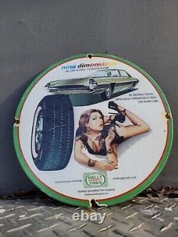 Vintage Kelly Tires Porcelain Sign Gas Station Oil Service Advertising Auto Part