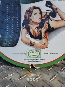 Vintage Kelly Tires Porcelain Sign Gas Station Oil Service Advertising Auto Part