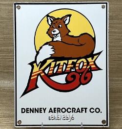 Vintage Kitfox Porcelain Sign Aerocraft Hangar Airplanes Fox Airplane Gas Oil