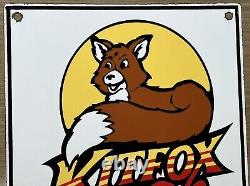 Vintage Kitfox Porcelain Sign Aerocraft Hangar Airplanes Fox Airplane Gas Oil