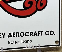 Vintage Kitfox Porcelain Sign Aerocraft Hangar Airplanes Fox Airplane Gas Oil
