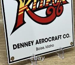Vintage Kitfox Porcelain Sign Aerocraft Hangar Airplanes Fox Airplane Gas Oil