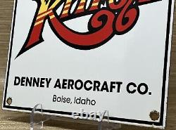 Vintage Kitfox Porcelain Sign Aerocraft Hangar Airplanes Fox Airplane Gas Oil