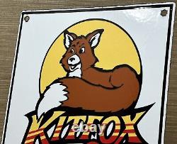 Vintage Kitfox Porcelain Sign Aerocraft Hangar Airplanes Fox Airplane Gas Oil