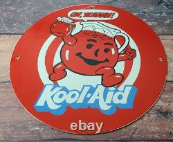 Vintage Kool Aid Porcelain Drink Beverage Gas Service Station Pump Plate Sign