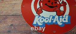 Vintage Kool Aid Porcelain Drink Beverage Gas Service Station Pump Plate Sign