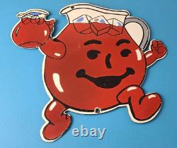 Vintage Kool Aid Sign Fruit Beverage Mix Powder Piggly Porcelain Gas Pump Sign