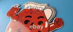 Vintage Kool Aid Sign Fruit Beverage Mix Powder Piggly Porcelain Gas Pump Sign